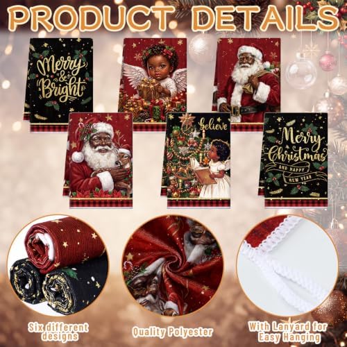 Redbaker 6 Pcs Christmas Kitchen Towels, Xmas Angel Absorbent Fast Drying Tea - Image 2