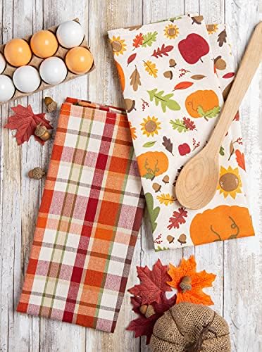DII Fall Basics Kitchen Dishtowel Collection Printed & Plaid Fall Dish Towel Set - Image 4