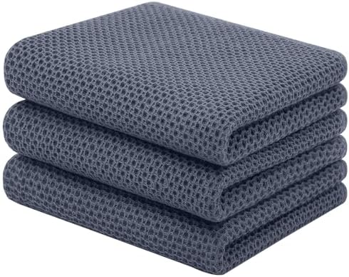 Homaxy 100% Cotton Waffle Weave Kitchen Towels, Dark Grey by Homaxy