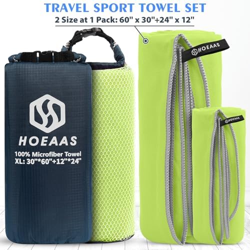 HOEAAS 2 Pack Microfiber Camping Towels, Quick Dry Towel, Super Absorbent Ultra - Image 2