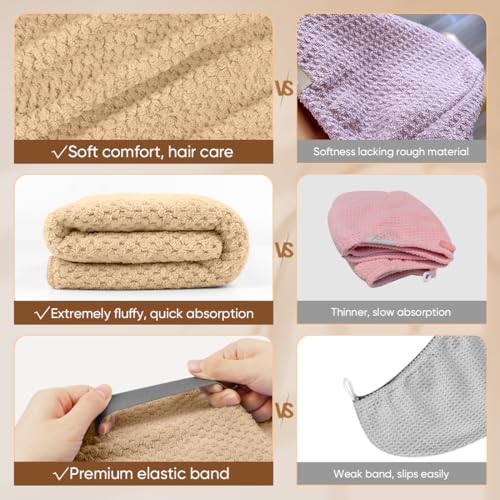 HOMEXCEL 5PK Microfiber Hair Towels, 40x20 in, Fast Drying - Image 4