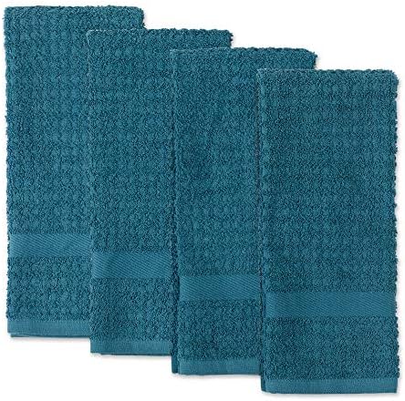 DII Basic Terry Collection Waffle Dishtowel Set, Solid Stormblue, 4 Piece - Image 3
