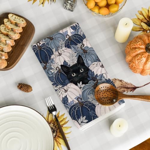 Artoid Mode Blue Black Cat Fall Kitchen Towels Set of 2 18x26 Inch - Image 4