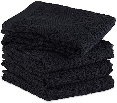 DII Basic Terry Collection Waffle Dishtowel Set, Solid Black, 4 Piece - Image 3