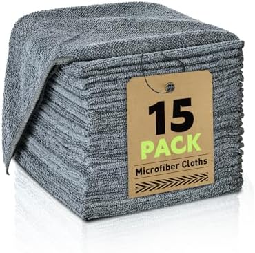 Microfiber Cleaning Cloths Bulk-15 Pack by TEAWOO