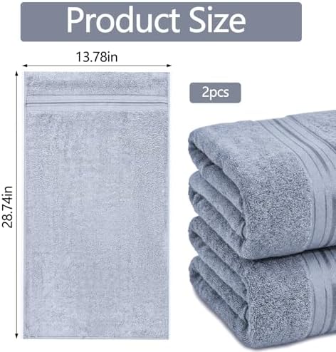 Luxury Hand Towels Set for Bathroom, 2 Pack, Light Grey - Image 4