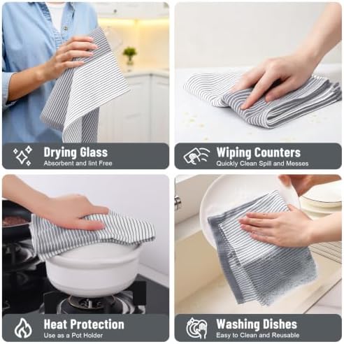 Homaxy Premium 100% Cotton Kitchen Towels 18"x28", 4 Pack - Image 5