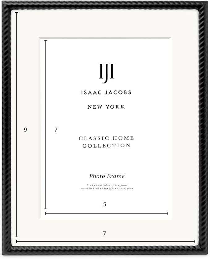 Isaac Jacobs 7x9 Black Metal Rope Border Picture Frame, Horizontal & Vertical - Image 3