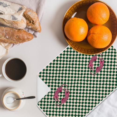 Trendy Hot Pink Leopard Green Checkered Kitchen Towels 16x24 Inch - Image 3