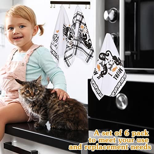 Redbaker 6 Pcs Black Cat Theme Kitchen Towels Funny Dish Towel - Image 4