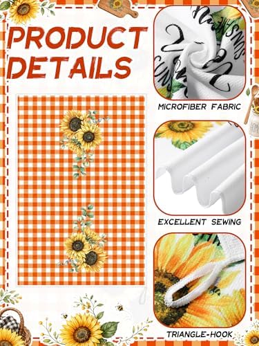 Bencailor 4 Pcs Sunflower Kitchen Towels Burnt Orange Hand Dish Towels Gift - Image 5