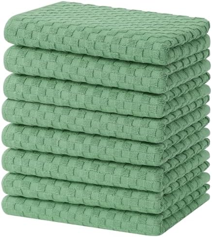 Homaxy 100% Cotton Terry Kitchen Towels, Grass Green by Homaxy