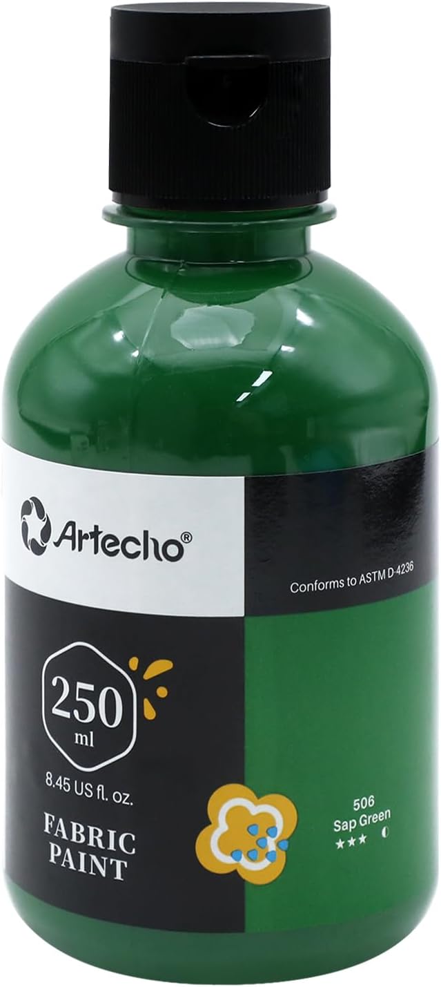 Artecho Sap Green Fabric Paint, 250 ml / 8.45 oz Permanent Clothing Paint by Artecho