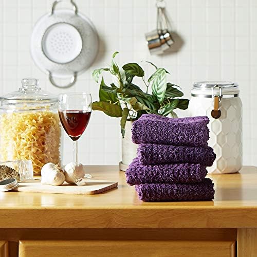 DII Basic Terry Collection Waffle Dishtowel Set, Solid Eggplant, 4 Piece - Image 5