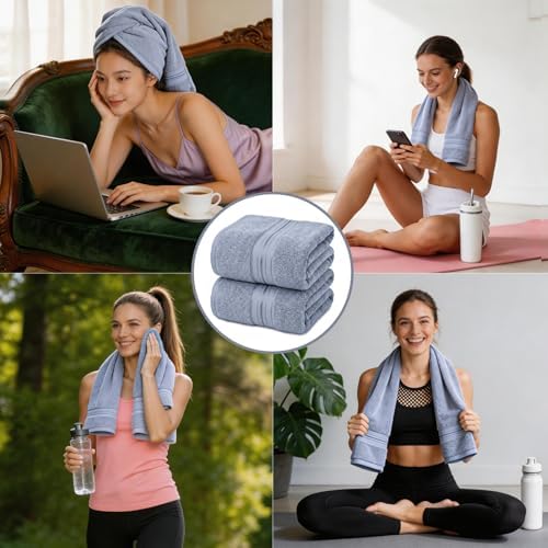 Luxury Hand Towels Set for Bathroom, 2 Pack, Light Grey - Image 3