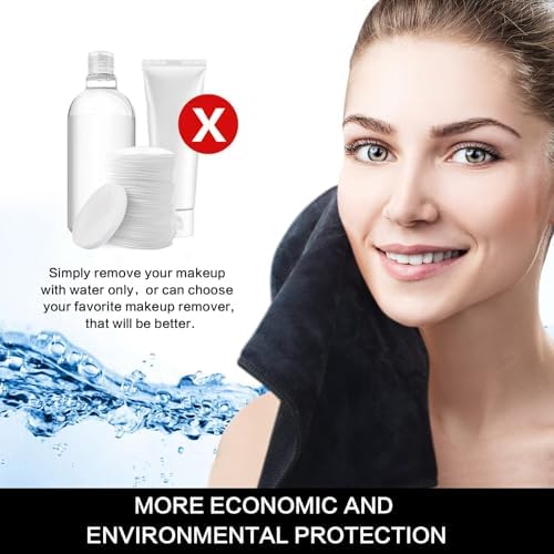Microfiber Facial Cloths Fast Drying Washcloth 12inch x 12inch Black 2 pack - Image 6