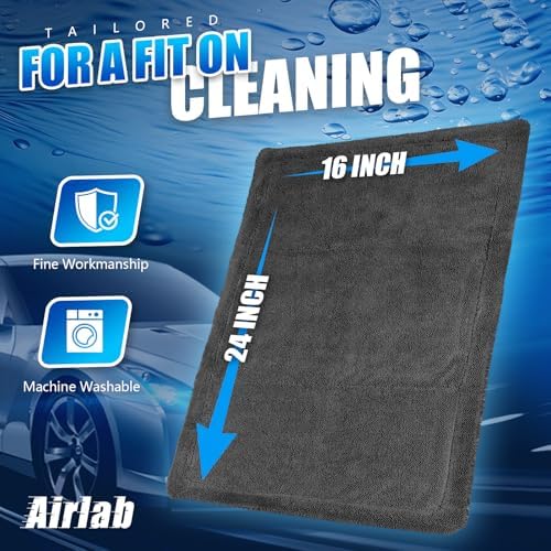 Airlab Microfiber Towel Car Drying Detailing Wash Cloth Car Care, Dark Grey - Image 5