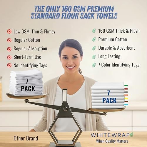 7-Pack Flat Flour Sack Towels – 100% Cotton Kitchen Dish & Tea Towels - Image 6