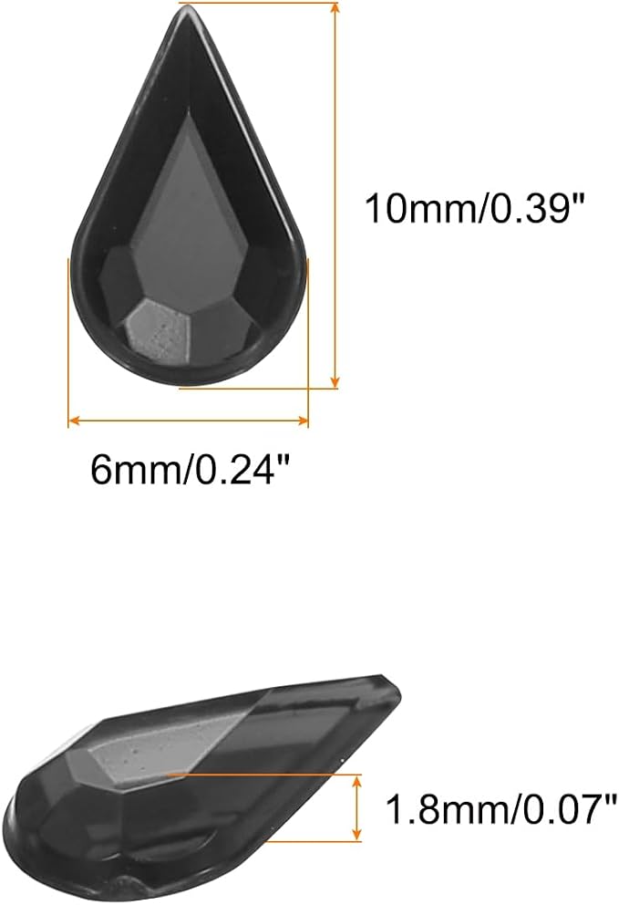 MECCANIXITY 50PCS Flat Back Acrylic Teardrop Gems 6x10mm Artificial Rhinestones - Image 2
