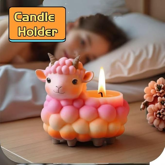 Animal Resin Molds Silicone 3D Cute Sheep Epoxy Resin Plaster Candle Holder Wax Molds for Candle Making, Art Crafts DIY Unique Display Home Decor
