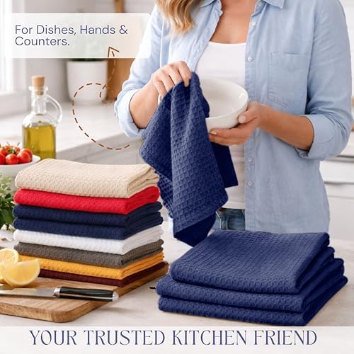 Waffle Weave Dish Towels 12 Pack, 16x26 Inches, Quick Dry Towels - Image 4