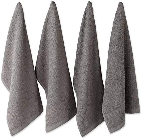 DII Basic Terry Collection Waffle Dishtowel Set, Solid Gray, 4 Piece by DII