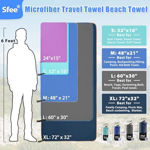 Sfee 2 Pack Microfiber Travel Towel, Quick Dry & Super Absorbent, Lightweight - Image 4