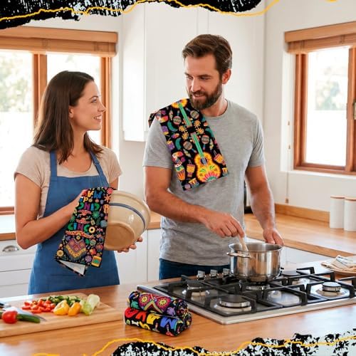 Breling 6 Pack Mexican Kitchen Towels Floral Dish Towel Cinco De Mayo - Image 4