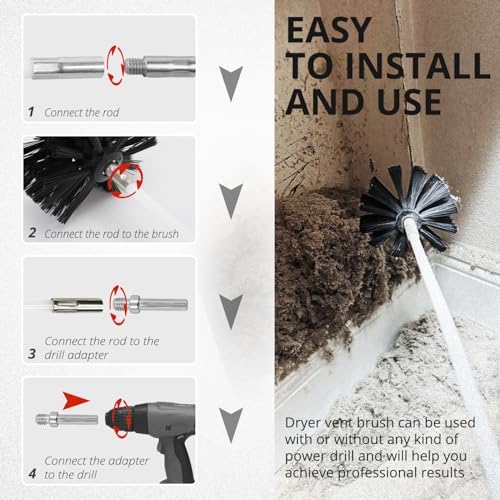 6 Inch Dryer Vent Cleaner Brush Head, Duct Cleaning Brush - Image 5