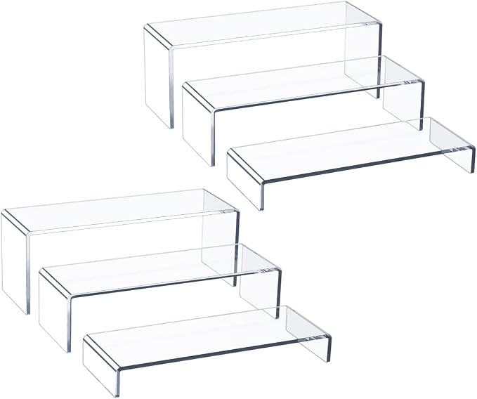 HIIMIEI Acrylic Display Riser, Thickened to 5mm Clear Rectangular Display Shelf by HIIMIEI