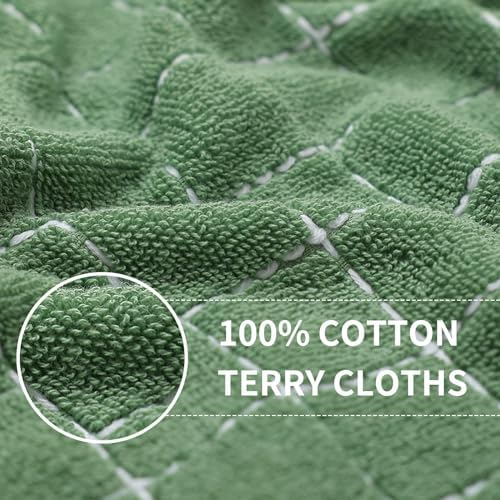 Homaxy 100% Cotton Terry Kitchen Towels, 2 Pack, Grass Green - Image 2