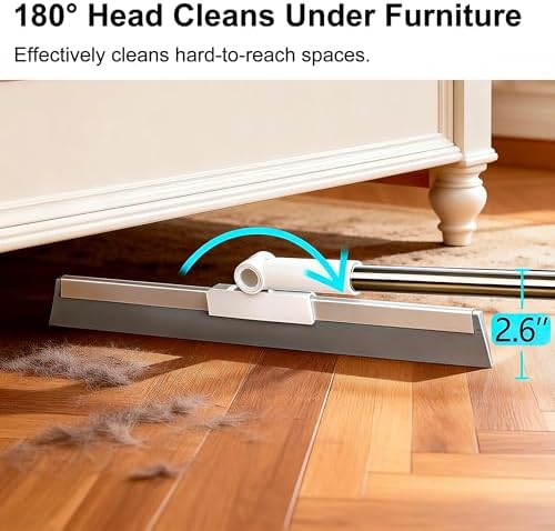 Floor Squeegee with 51"-58" Telescoping Handle & 180° Rotating Head, Water - Image 3