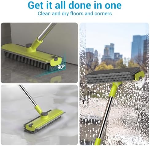 Pool Scrub Brush with 52" Pole, 3 in 1 Pool Cleaning Brush with Squeegee - Image 2