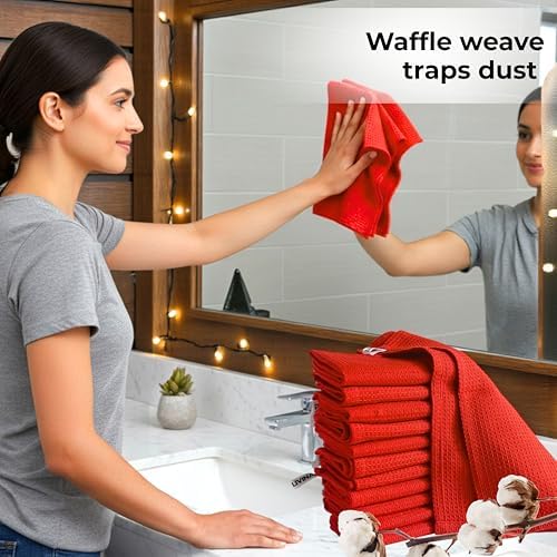 Red Cotton Cleaning Rags for Housekeeping - Image 6