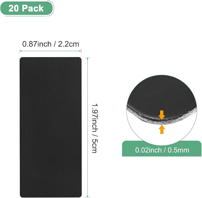 20-Pack Anodized Aluminium Laser Engraved Mount Metal Plate 2x1x0.02 Inch Engraver Blank Anodized Aluminum Sheets for DIY Laser Printing/Home/Office[Black]