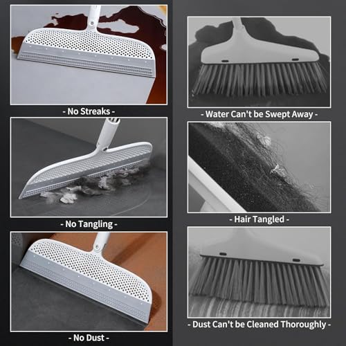 Rubber Floor Squeegee Broom for Pet Hair, 51.77" Long Handle - Image 5