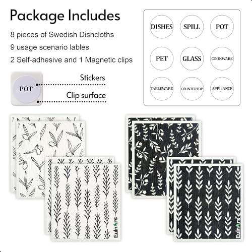 Eulnars Swedish Dishcloths for Kitchen, 8 Pack Flower Reusable Paper Towels - Image 4