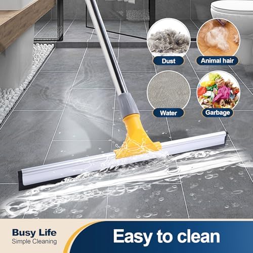 Yocada Rubber Floor Squeegee 17.7" TPR Blade Scrubber Broom 61.8inch Pole - Image 3