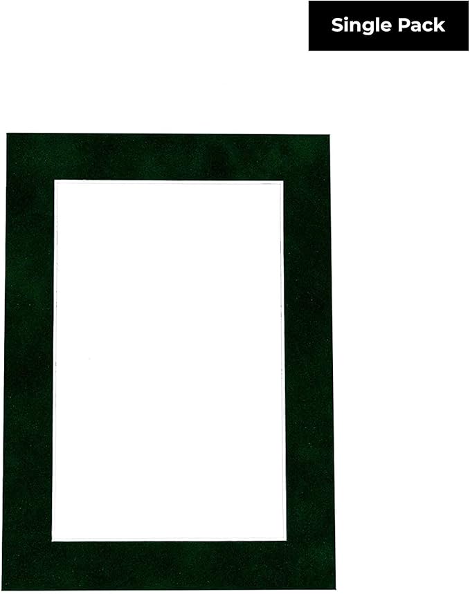11x14 Mat Bevel Cut for 8.5x11 Photos - Acid Free Green Suede Precut Matboard With Backing Board and Crystal Clear, Self Seal Photo Mat Bag - For Pictures, Photos, Framing - 4-ply Thickness