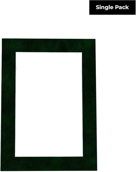 11x14 Mat Bevel Cut for 8.5x11 Photos - Acid Free Green Suede Precut Matboard With Backing Board and Crystal Clear, Self Seal Photo Mat Bag - For Pictures, Photos, Framing - 4-ply Thickness