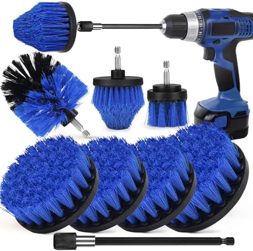 8 PackDrill Brush Attachment Set, 1/4in Power Scrubber Brush + Extend Long Rod by Tialero