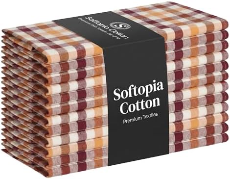 Multicolor Check Kitchen Towels 12 Pack, 100% Cotton Tea Towels, Absorbent by SoftopiaCotton