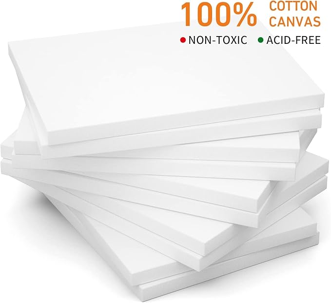 GOTIDEAL Stretched Canvases for Painting, 18x24" Inch Set of 5, Primed White - 100% Cotton Blank Art Canvas Boards for Painting for Acrylic Pouring, Oil Paint Dry & Wet Art Media