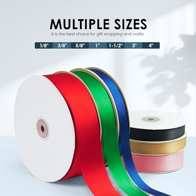 1 Inches x 100 Yards Polyester Satin Ribbon, Solid Color Yellow Satin Ribbon for Crafts, Gift Wrapping, Hair Bows, Wedding Party Decoration, Bow Making & Other Projects (Yellow)