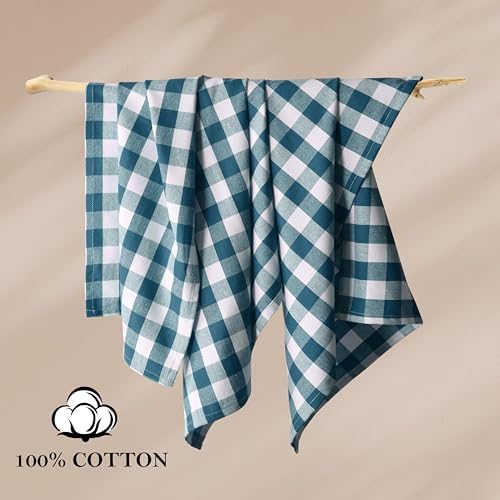 Gingham Check Kitchen Towels, 4 Pack, 16x26 Inches, 100% Cotton - Image 2