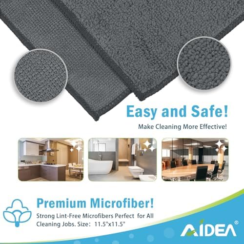 AIDEA Microfiber Cleaning Cloth Grey 12PK, Microfiber Towels, 11.5×11.5" - Image 7