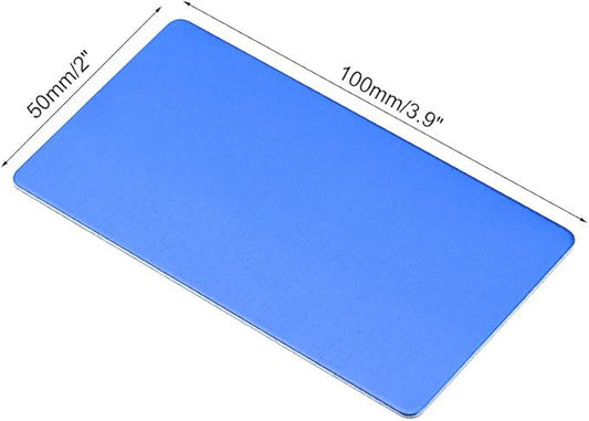 uxcell Blank Metal Card 100x50x0.8mm Anodized Aluminum Plate for DIY Laser Printing Engraving Blue 5 Pcs