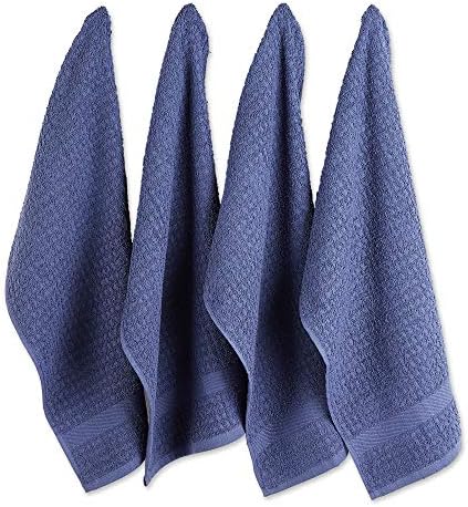 DII Basic Terry Collection Waffle Dishtowel Set, Solid French Blue, 4 Piece by DII