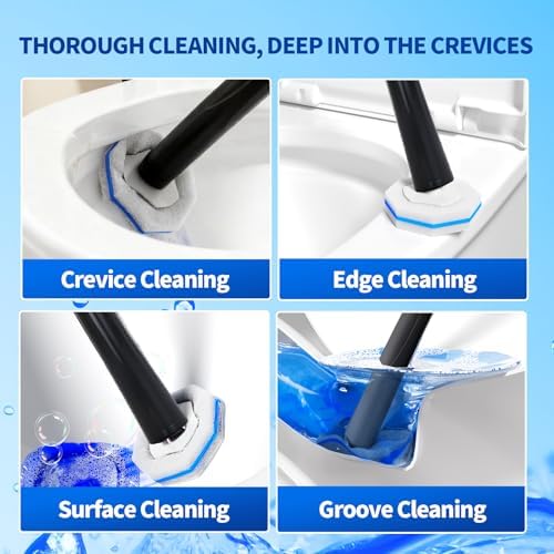2 Pack Disposable Toilet Brush and Holder Set, Extended Handle - Image 6