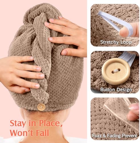 YFONG 2 Pack Microfiber Hair Towel Wrap - Image 5
